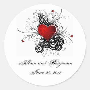 Sticker Black Swirls Coeur Rouge