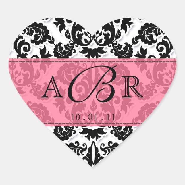 Sticker Black White n Hot rose Fleur de Lis Damask (Devant)