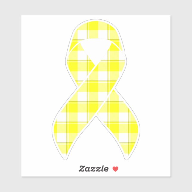 Sticker Bladder Cancer Awareness Plaid Yellow Ribbon (Feuille)