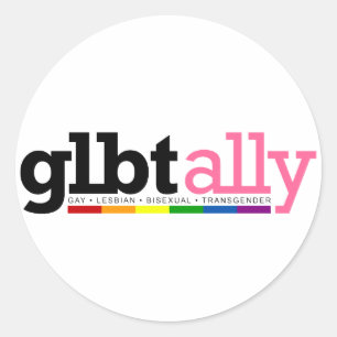 Sticker blanc rond GLBT Ally