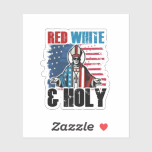 Sticker Blanc rouge et Saint-Pape Léon XIV, 4 juillet