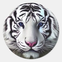 Sticker blanc Tiger Classic Round