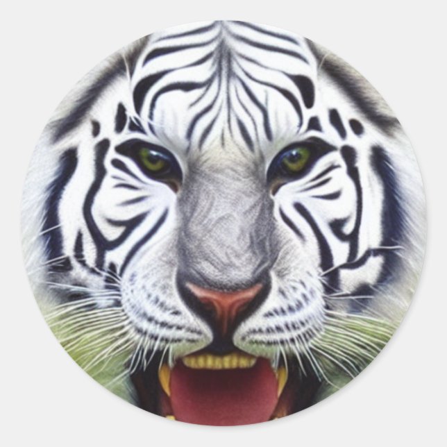 Sticker blanc Tiger Classic Round (Devant)