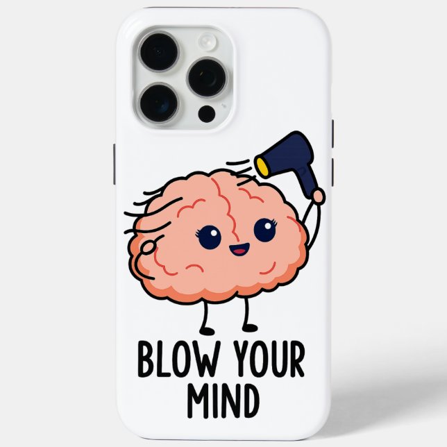 Sticker blasen - Niedliches Gehirn mit Haartrockne Case-Mate iPhone Hülle (Rückseite)