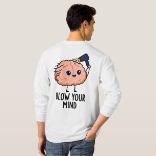 Sticker blasen - Niedliches Gehirn mit Haartrockne T-Shirt