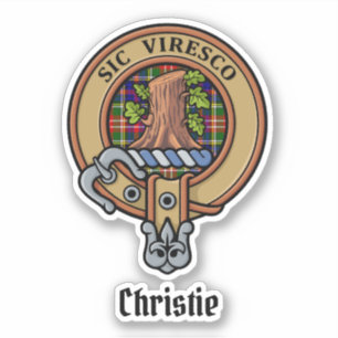 Sticker Blason de Clan Christie sur tartan