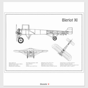 Sticker Bleriot XI - Plans de dessin du plan d'avion BD