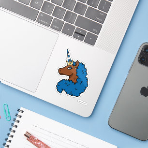 Sticker Bleu Afro Unicorn