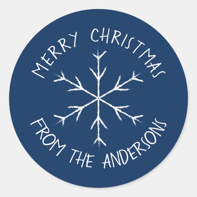 Sticker bleu avec flocon de neige pour les fêtes (Devant)