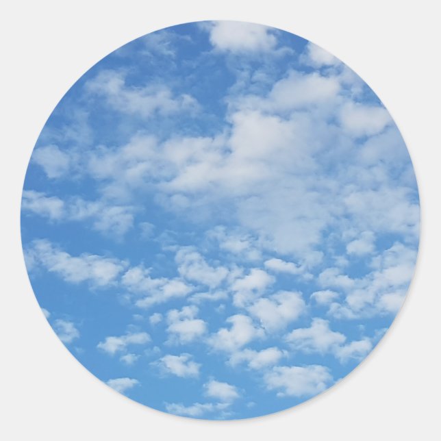 Sticker bleu ciel blanc nuages Étiquette (Devant)