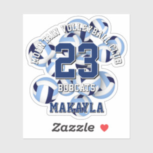 Sticker bleu équipe couleurs volleyballs cluster w nom enf