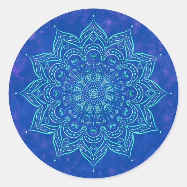 Sticker bleu et Aqua Mandala (Devant)