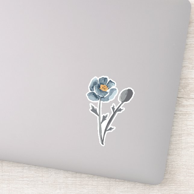 Sticker Bleu floral de pavot (Détail)