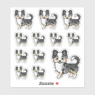 Sticker Bleu Merle long manteau Chihuahua mignon Dogs de d