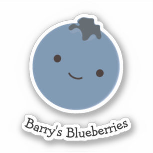 Sticker Bleu mignon Kawaii avec texte personnalisable