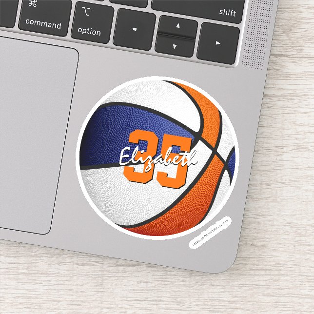Sticker bleu orange équipe couleurs enfants basket (Détail)