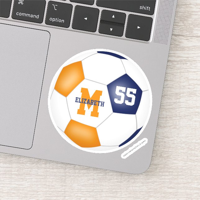 Sticker bleu orange équipe couleurs filles garçons soccer (Détail)