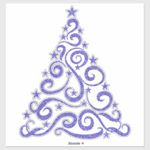 Sticker Bleu Pervenche Arbre de Noël Parties scintillant