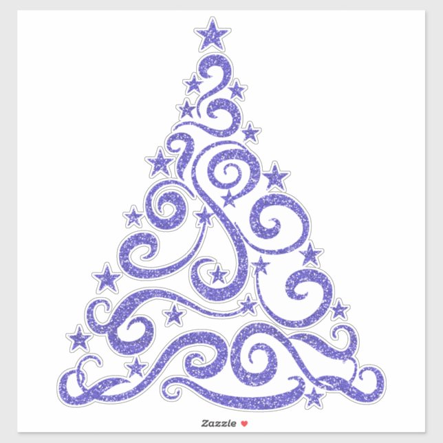 Sticker Bleu Pervenche | Arbre de Noël Parties scintillant (Feuille)
