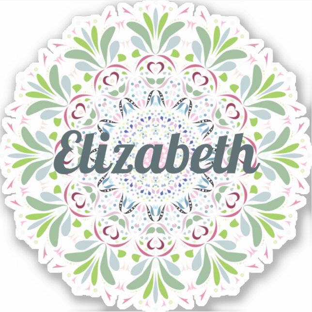 Sticker Bleu, Rose, Vert Scandinave Art populaire Mandala (Devant)