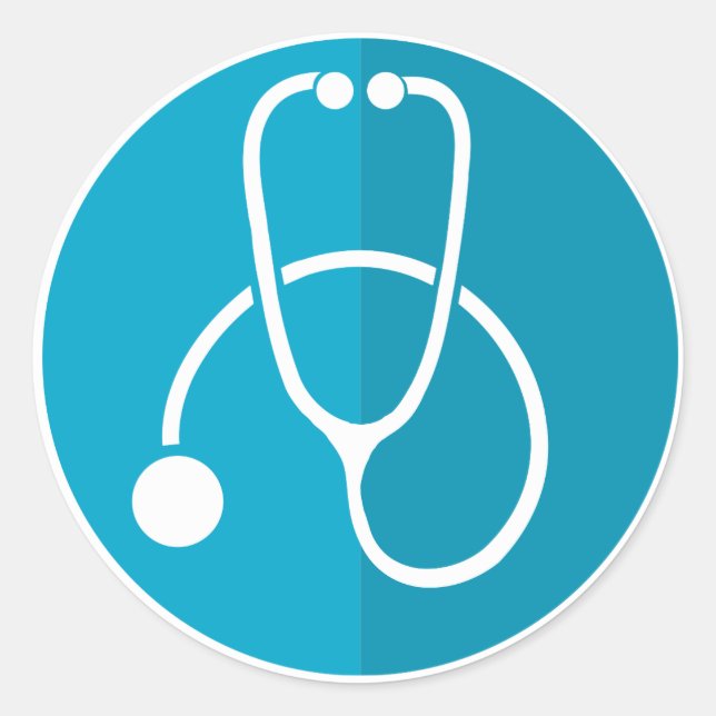 Sticker bleu Stethoscope classique rond (Devant)
