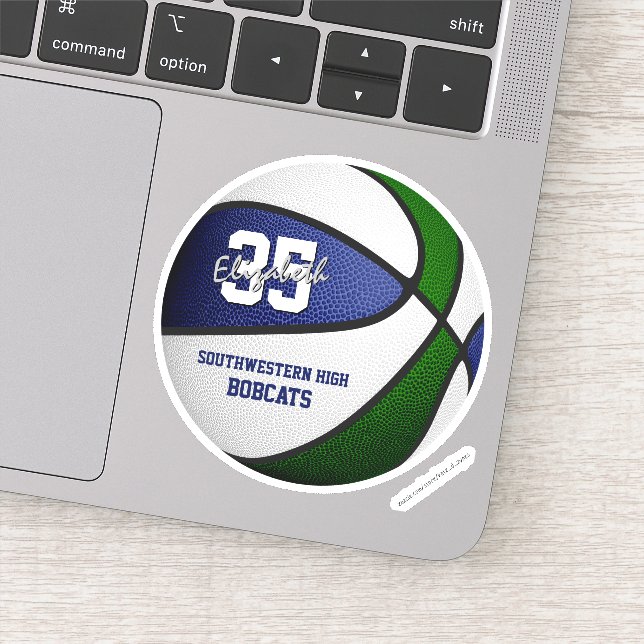 Sticker bleu vert équipe de basket couleurs personnalisées (Détail)