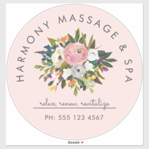 Sticker Bliss botanique Élégant texte floral courbé   Blus