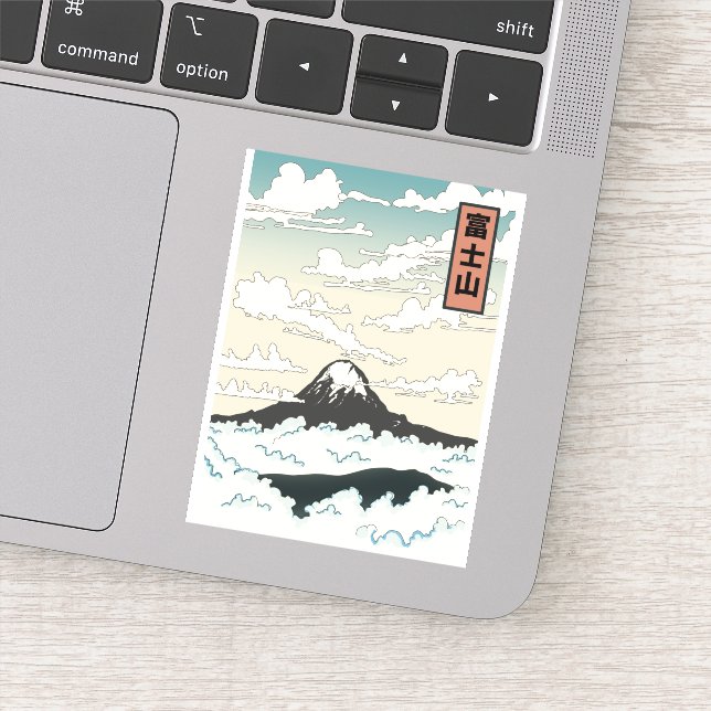 Sticker Bloc d'art du Mont Fuji Japon. (Détail)