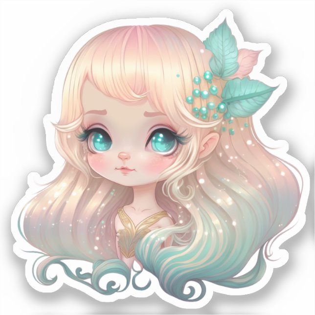 Sticker Blond Girl, poils roses, anime (Recto)