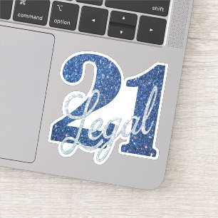 Sticker Blue 21 et Legal   Faux Parties scintillant 21e an