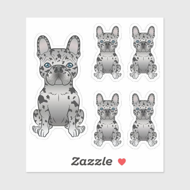 Sticker Blue Merle French Bulldog / Frenchie Cartoon Chien (Feuille)