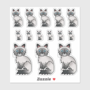 Sticker Blue Point Tabby Birman/Ragdoll Cute Cartoon Chats