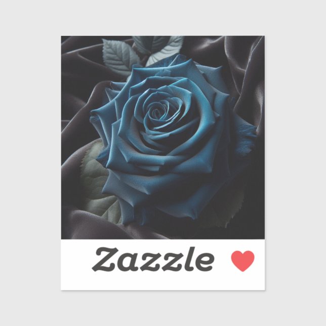 Sticker Blue Rose on Black Velvet (Feuille)