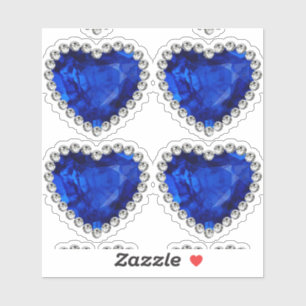 Sticker Blue Sapphire Diamond Anniversaire Coeur