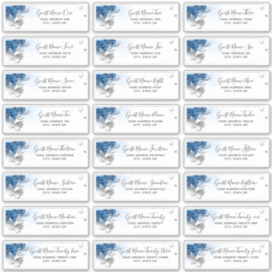 Sticker Blue Silver Butterfly 24 Mariage Adresse du client