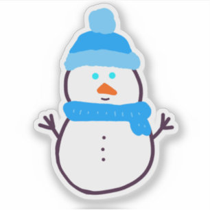Sticker Blue Winter Snowman
