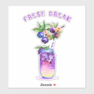 Sticker Blueberry Fruits Jus Cool Boire Cocktail