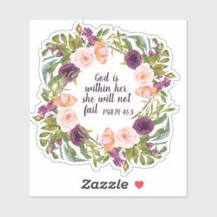 Sticker Blush Violet Floral Verset Biblique Dieu est à l'I