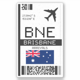 Sticker BNE Brisbane Boarding Pass - Australie Travel