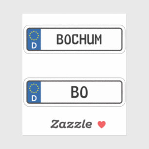 Sticker Bochum kennzeichen, Plaque allemande d'immatricula