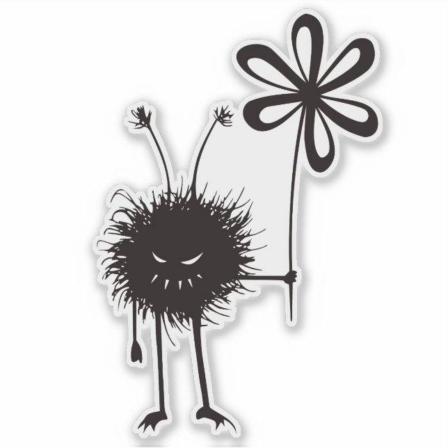 Sticker Bogue à fleur malin bizarre gothique (Devant)