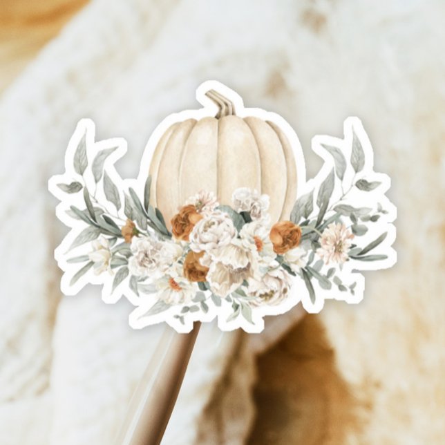 Sticker BOHEME Boho Fall Terracotta Floral Blanc Citrouill (Créateur téléchargé)
