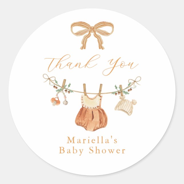 Sticker Boho Baby shower d'automne Merci (Devant)