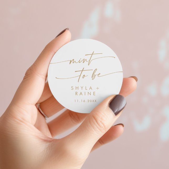 Sticker Boho Chic Gold et White Mint à être préfér (Boho Chic Gold and White Mint To Be Favor Sticker)