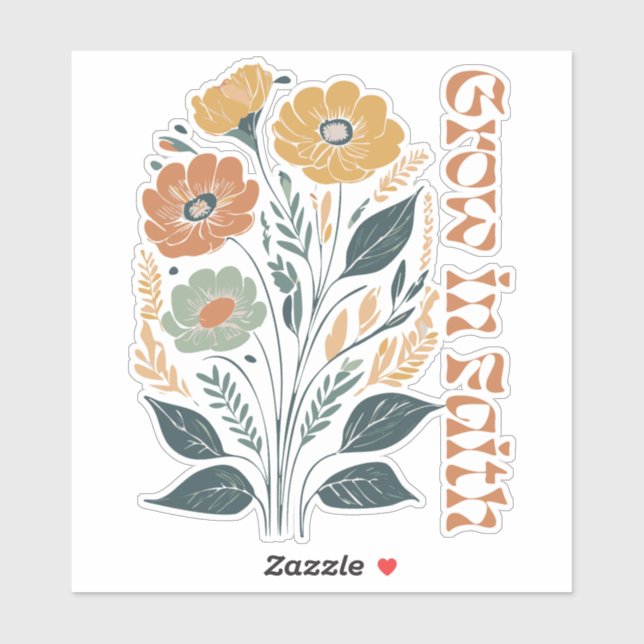 Sticker Boho Christian Inspiration Croissance de la foi (Feuille)
