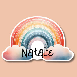 Sticker Boho coloré arc-en-ciel Monogramme imperméable