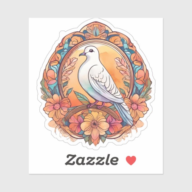Sticker Boho Dove (Feuille)