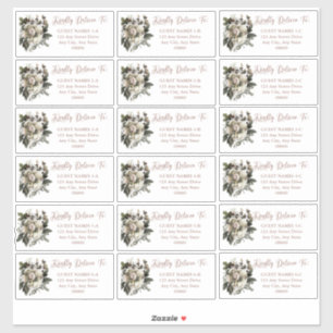Sticker Boho Dusty rose Floral Mariage Adresse d'invité