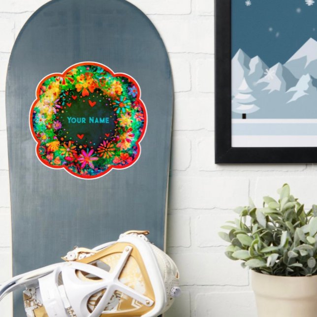 Sticker Boho Floral Amusement Personnalisé Nom Inspirivity (Créateur téléchargé)