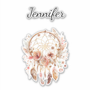 Sticker Boho Floral Feathers Dream Catcher Personnalisé